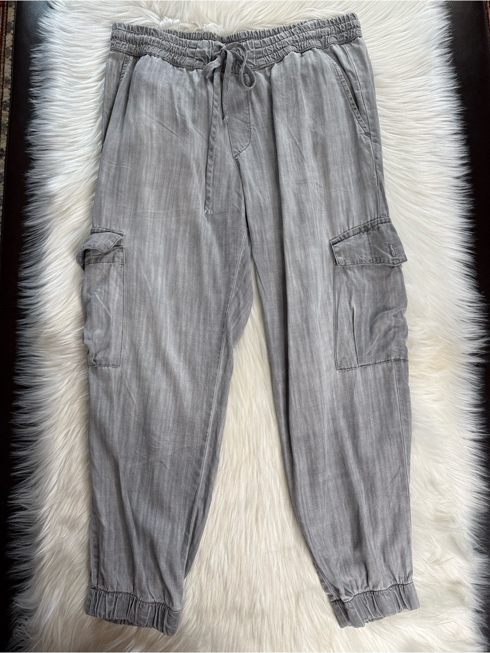 Bella Dahl Pale Gray Denim Cargo Joggers